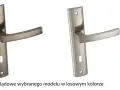 Dwie klamki Infinity Line, jedna w kolorze starego złota, druga w odcieniu niklu, prezentują elegancki design.
