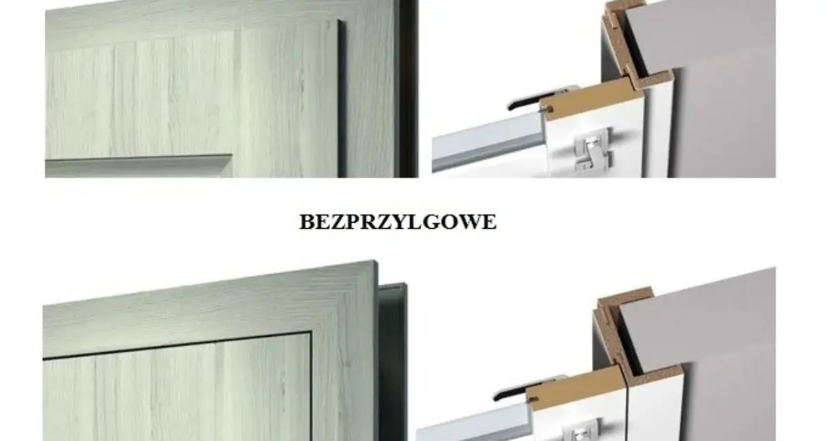Porównanie drzwi Porta: przylgowe i bezprzylgowe. Widok detali ościeżnicy i skrzydła.