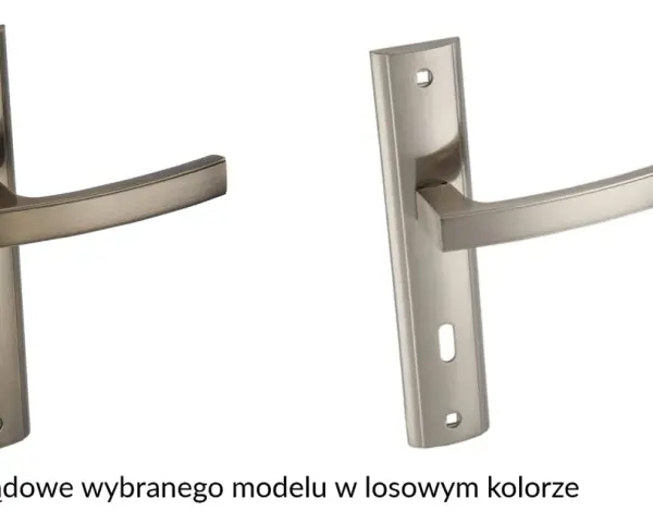 Dwie klamki Infinity Line, jedna w kolorze starego złota, druga w odcieniu niklu, prezentują elegancki design.