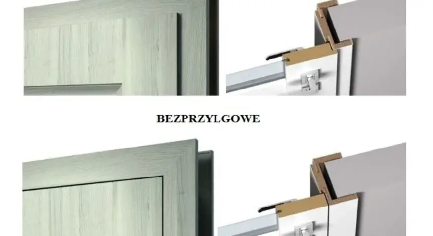 Porównanie drzwi Porta: przylgowe i bezprzylgowe. Widok detali ościeżnicy i skrzydła.
