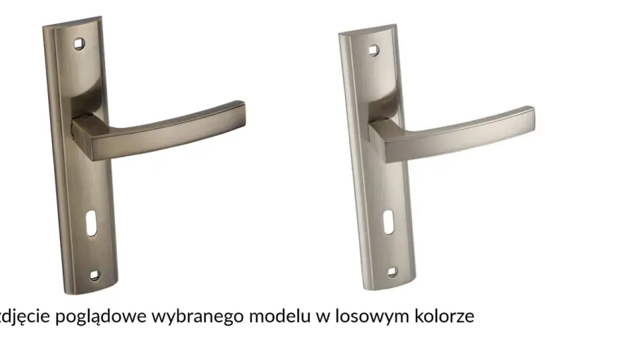 Dwie klamki Infinity Line, jedna w kolorze starego złota, druga w odcieniu niklu, prezentują elegancki design.