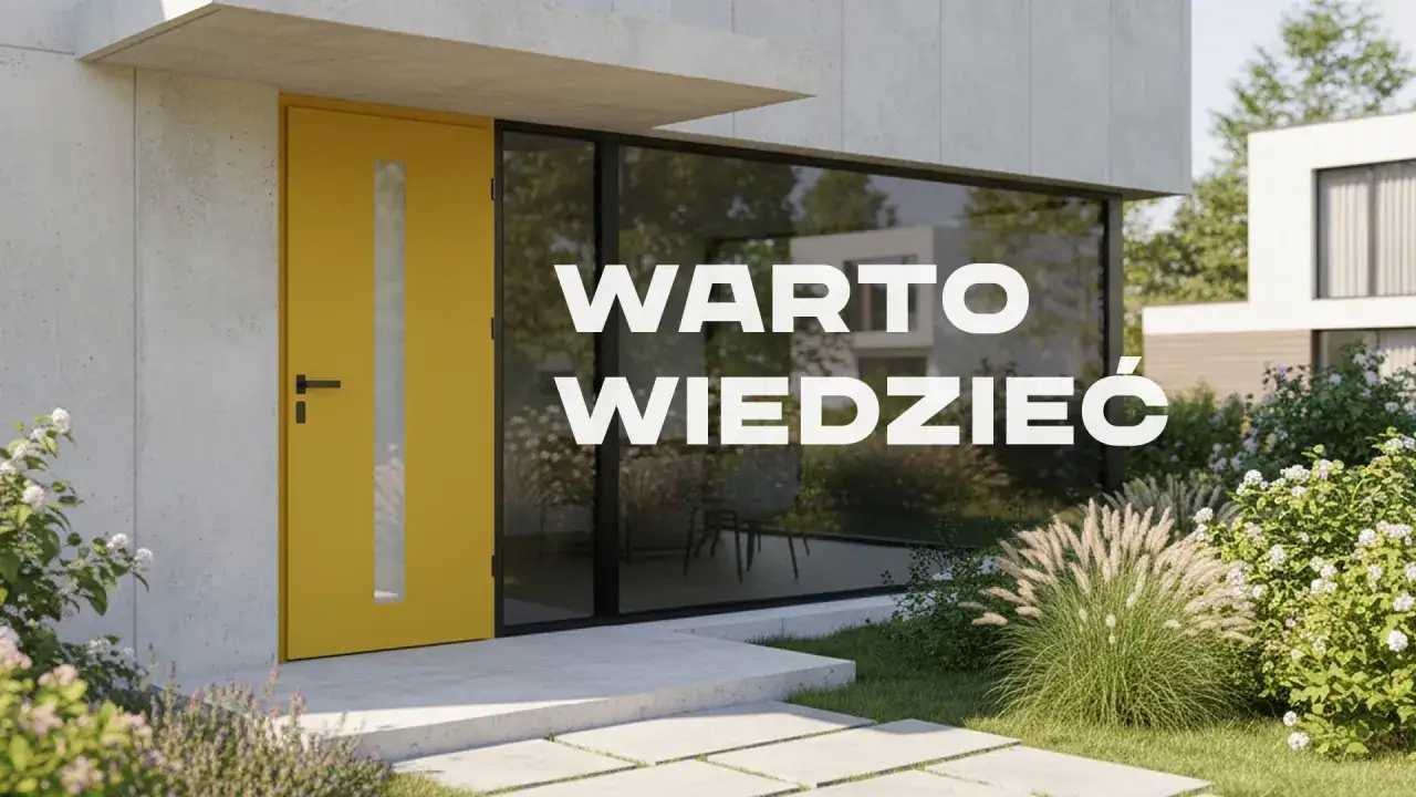 Nowoczesny dom z żółtymi drzwiami. Skorzystaj z wikęd konfiguratora drzwi, by stworzyć wymarzone wejście.