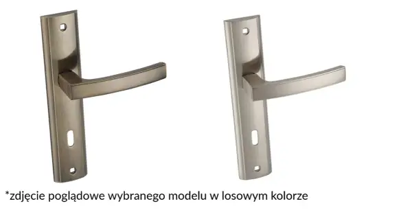 Dwie klamki Infinity Line, jedna w kolorze starego złota, druga w odcieniu niklu, prezentują elegancki design.